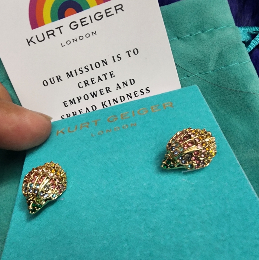 New Kurt Geiger Teal Gold Earring